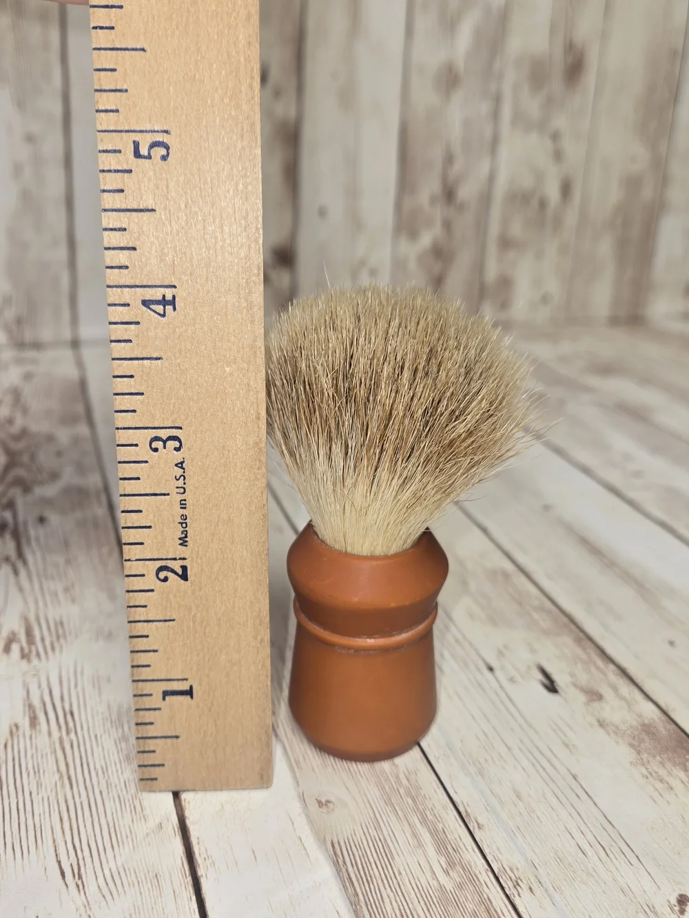 Vintage Made Rite USA Pure Badger Shaving Brush 500PB Butterscotch Handle